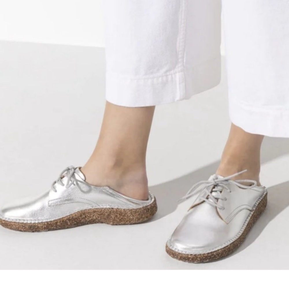 Birkenstock Gary Shoes Mules Clogs size 40 Birkenstocks grey silver 9 9.5 - Picture 2 of 10